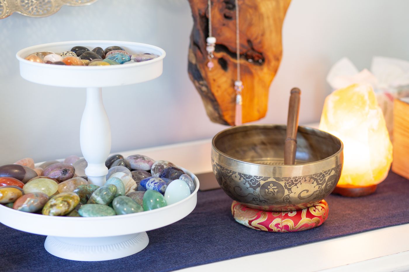 Crystals and a singing bowl